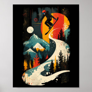 Künstlerischer Snowboarder auf Abstrakten Männern Poster