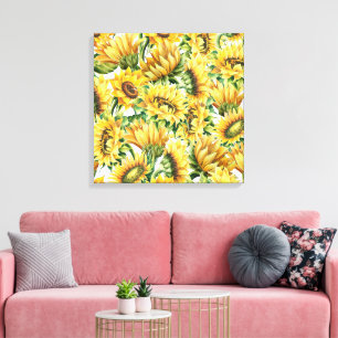 Künstlerischer Sonnenblumengarten - Vintage-Blumen Leinwanddruck