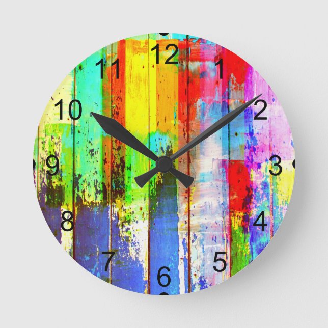 Künstlerischer Spritzer Paint Runde Wanduhr (Vorderseite)