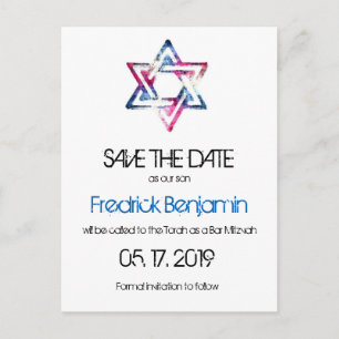 Künstlerischer Star von David Bar Bat Mitzvah Save Ankündigungspostkarte