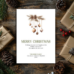 Künstlerischer Weihnachtsschmuck Erdig Elegante Ka Feiertagskarte