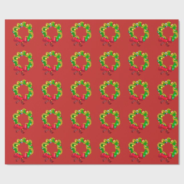 Künstlerischer WeihnachtsWreath - Personalizable Geschenkpapier (Flach)