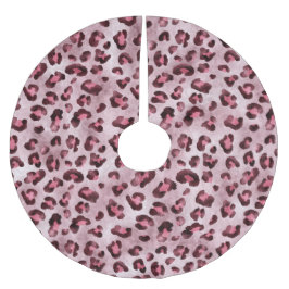 Künstlerischer Wildkatzenfell-Textur mit rosa Leop Polyester Weihnachtsbaumdecke