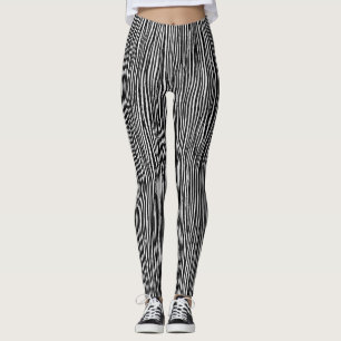 Künstlerisches abstraktes Schwarz-Weiß-Streifenmus Leggings