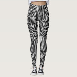 Künstlerisches Abstraktes Schwarzweiß-Streifen-Mus Leggings