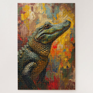 Künstlerisches Alligator-Porträt – Lebendige Ölgem