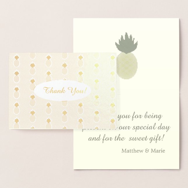 Künstlerisches Ananas Muster Gold Foil Danke Karte (Anzeige)