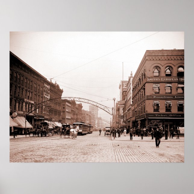 Künstlerisches antikes Foto High Street Columbus O Poster (Vorne)