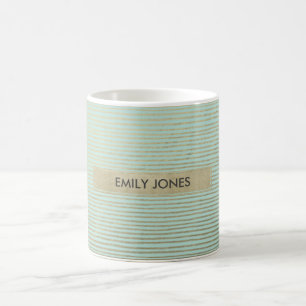 KÜNSTLERISCHES AQUA SILVER SKETCH STRIPED LINE PA KAFFEETASSE