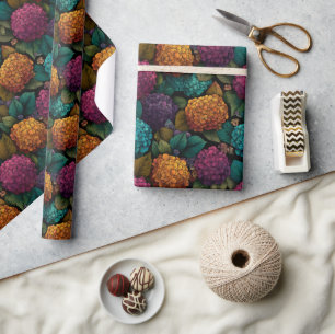 Künstlerisches Aufblühendes Hortensien-Blumenverpa Geschenkpapier