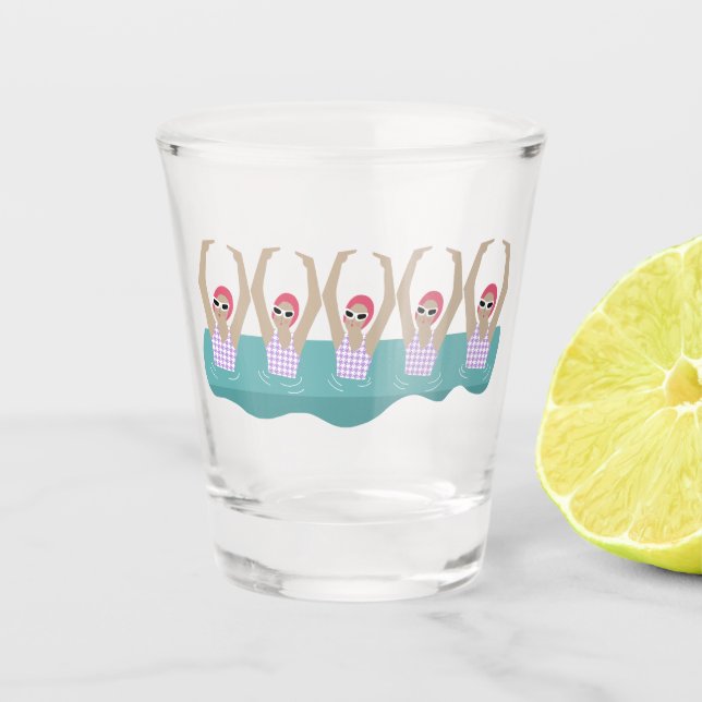 Künstlerisches Baden | Künstlerische Schwimmillust Schnapsglas (Vorderseite)