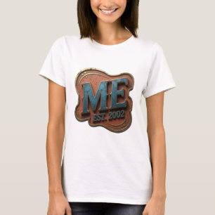 Künstlerisches Blau ME EST 2002 Statement-Design T-Shirt