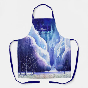 Künstlerisches blaues Monogramm aus lila Natur, ge Schürze