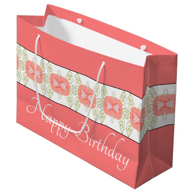 Künstlerisches Blumendesign Große Geschenktüte (Vorderseite Schrägansicht)