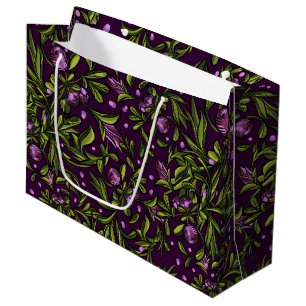 Künstlerisches Blumenmotiv: Lila Blüten Große Geschenktüte