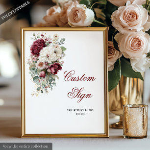 Künstlerisches Boho Burgundy Rose Wedding Custom S Poster