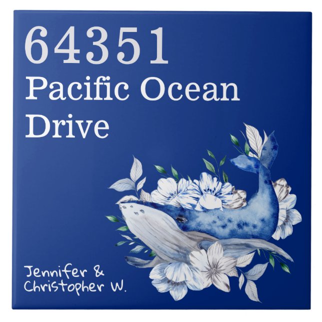 Künstlerisches Coastal Custom House nr Wal bläulic Fliese (Vorderseite)