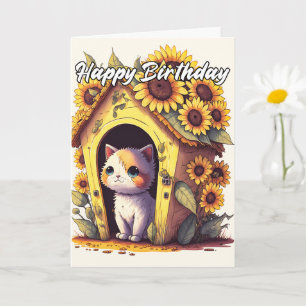 Künstlerisches Daydreaming Kitty Cat Design Karte