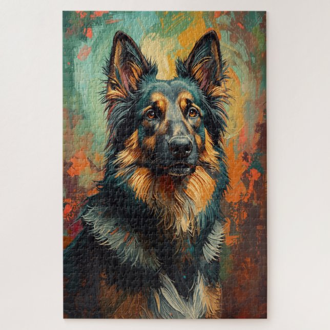 Künstlerisches deutsches Shepherd Portrait Vibrant (Vertikal)