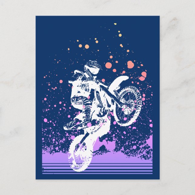 Künstlerisches Dirt Bike Postkarte (Vorderseite)