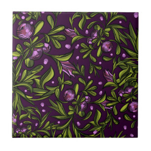 Künstlerisches florales Motiv: lila Blumen Fliese