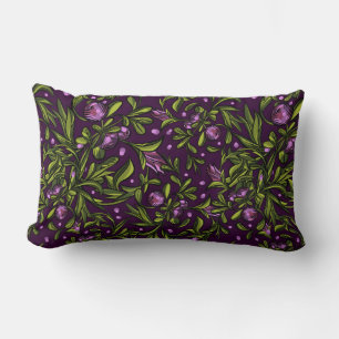 Künstlerisches florales Motiv: violette Blumen Lendenkissen