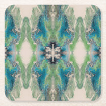 Künstlerisches Fluid-Abstrakt in Aqua und Grün