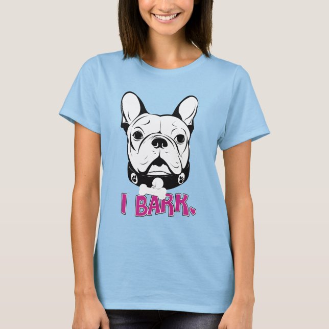 Künstlerisches französisches Bulldogge "Bark" Desi T-Shirt (Vorderseite)