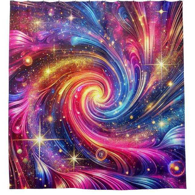 Künstlerisches Galaxiedesign Duschvorhang (Vorderseite)