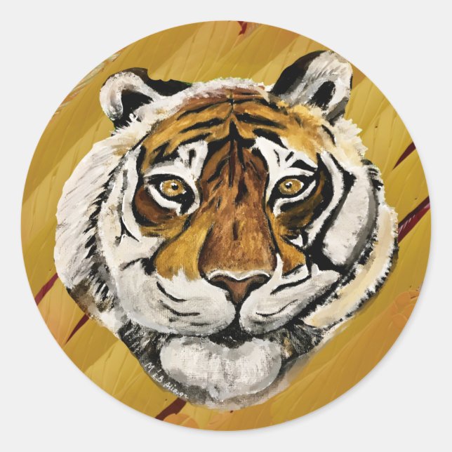 Künstlerisches Gesicht der Tigermalerei Runder Aufkleber (Vorderseite)