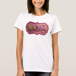 Künstlerisches Gold NEW YORK 3D-Textkunst T-Shirt