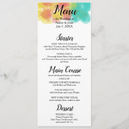 Künstlerisches Gouache Watercolor Wedding Menu Menükarte