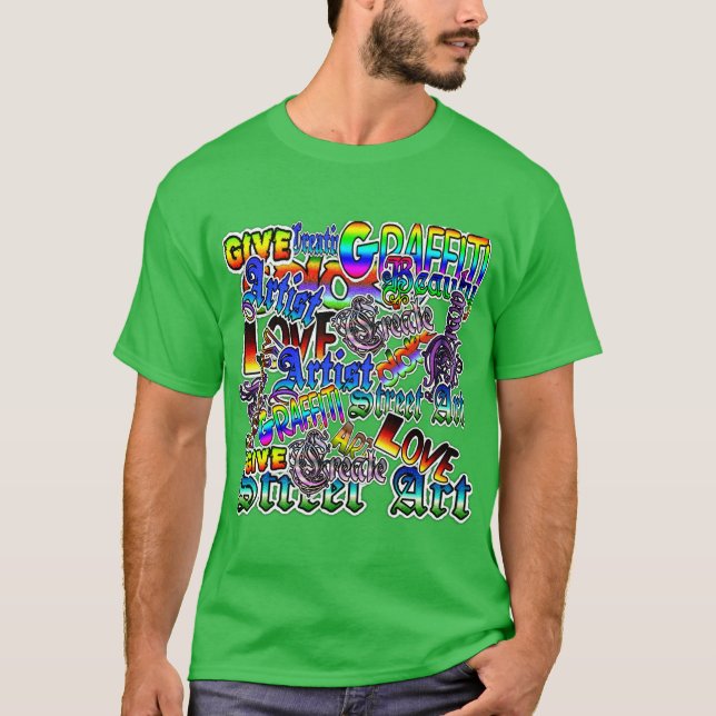 Künstlerisches Graffiti Text Black Shirt (Vorderseite)
