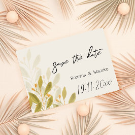 Künstlerisches Grünes T-Shirt Wasserfarbe Handgema Save The Date