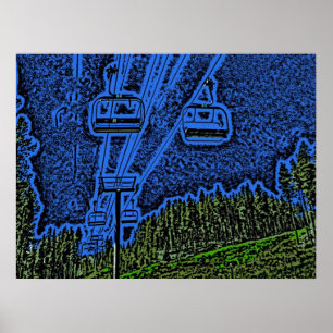 Künstlerisches Grunge Farben Skilift Poster