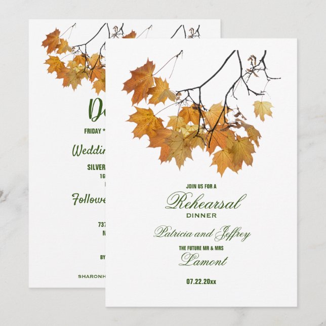 Künstlerisches Herbstfest lässt Hochzeitsessen Pro Einladung (Vorne/Hinten)