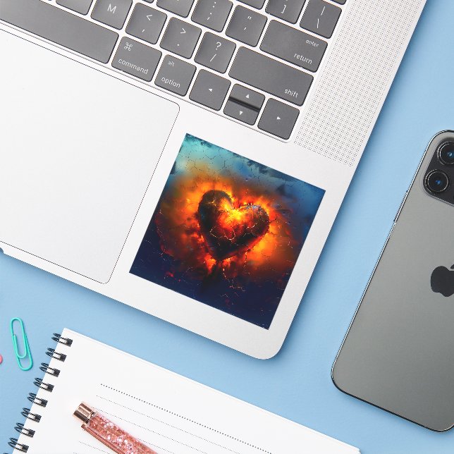 Künstlerisches Herz Aufkleber (Laptop mit iPhone)