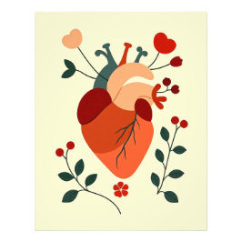 Künstlerisches Herz und Blumen Fotodruck