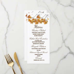 Künstlerisches Hochzeitsmenü für Herbst Menükarte