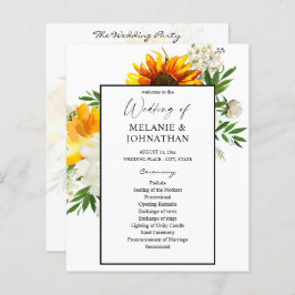 Künstlerisches Hochzeitsprogramm für Sonnenblumen