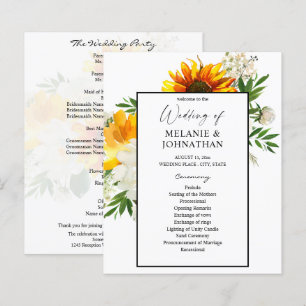 Künstlerisches Hochzeitsprogramm für Sonnenblumen
