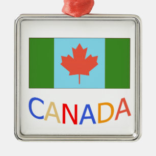 Künstlerisches Kanada Flaggenpatriotismus. Kanada Silbernes Ornament