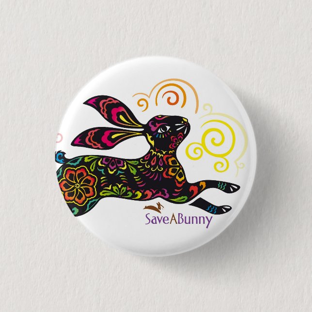 Künstlerisches Kaninchen Button (Vorderseite)