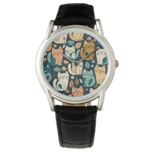 Künstlerisches Katzenmuster Niedlich Armbanduhr