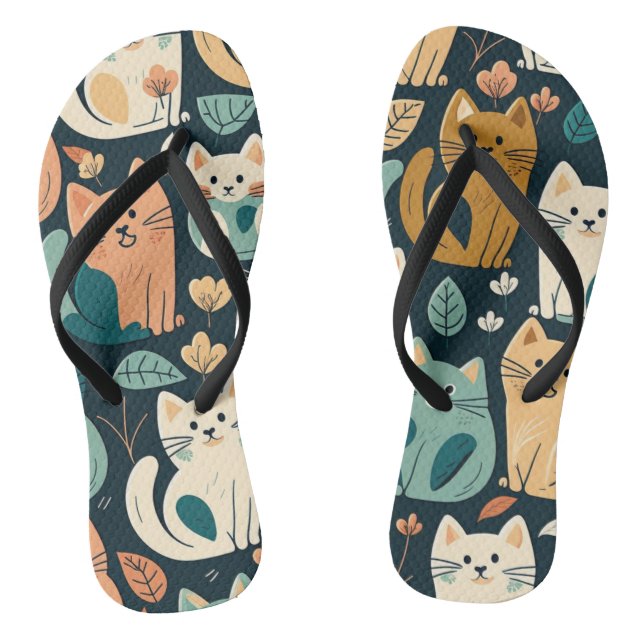 Künstlerisches Katzenmuster Niedlich Flip Flops (Fußbett)