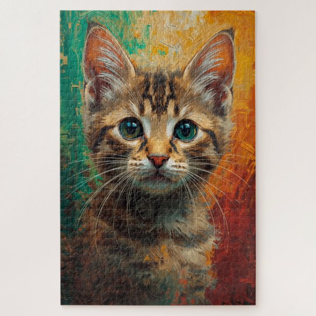 Künstlerisches Kitten Portrait - Vibrierende Ölmal (Vertikal)