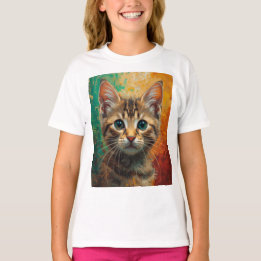 Künstlerisches Kitten Portrait - Vibrierende Ölmal T-Shirt