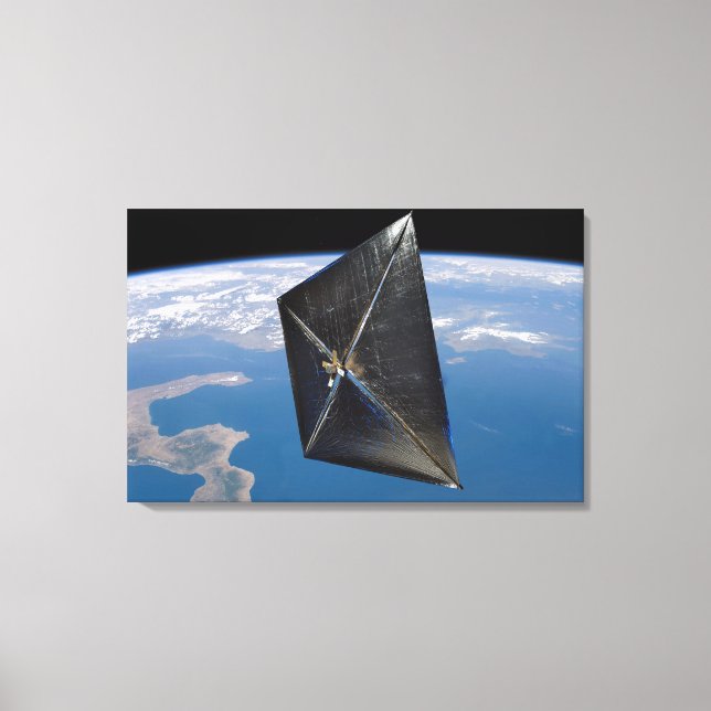 Künstlerisches Konzept von NanoSail-D im Weltraum Leinwanddruck (Vorderseite)