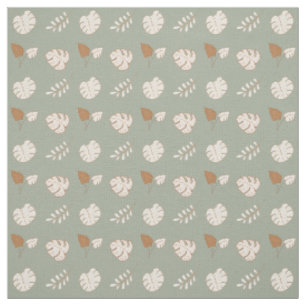Künstlerisches Leaf Muster Creme Brown Sage Green Stoff