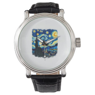 Künstlerisches Libellen-Shirt Van Gogh Sternennach Armbanduhr